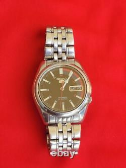 Vintage Seiko 5 Automatic Rally Range Racer Stainless Steel Men's Wrist Watch