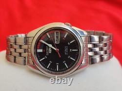 Vintage Seiko 5 Automatic Rally Range Racer Stainless Steel Men's Wrist Watch