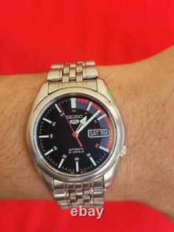 Vintage Seiko 5 Automatic Rally Range Racer Stainless Steel Men's Wrist Watch