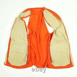 Vtg 40s 50s Range Vest SMALL Knit Leather Pad / Trim Hunter Orange Heritage