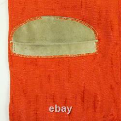 Vtg 40s 50s Range Vest SMALL Knit Leather Pad / Trim Hunter Orange Heritage