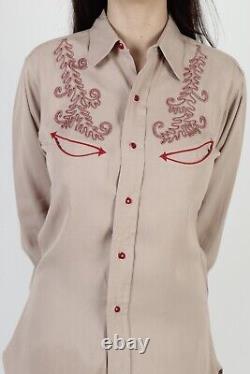 Vtg 50s Range Master Button Up Cowboy Western Embroidered Rockabilly Shirt 15