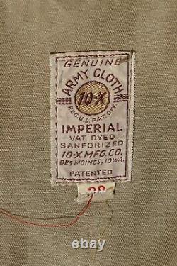 Vtg Army Cloth 10X Imperial Sanforized Men's Shooting Range Jacket with Patches 36