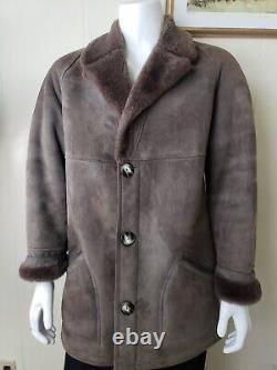 Vtg Mens Shearling Coat Brown Leather Sheepskin Sz 40 Jacques Jekel Range Jacket