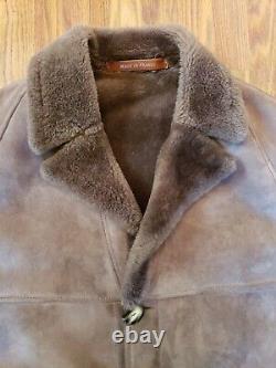 Vtg Mens Shearling Coat Brown Leather Sheepskin Sz 40 Jacques Jekel Range Jacket