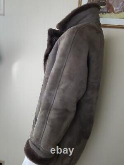 Vtg Mens Shearling Coat Brown Leather Sheepskin Sz 40 Jacques Jekel Range Jacket