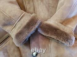 Vtg Mens Shearling Coat Brown Leather Sheepskin Sz 40 Jacques Jekel Range Jacket