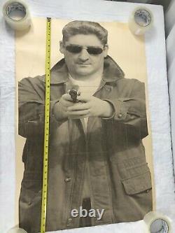Vtg Shooting Range Target Paper Poster 80s Man Sunglasses Gun Man Cave