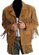 Western Cowboy Suede Leather Jacket For Men's Top Native American Fringe Jacket