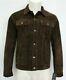 Winston Men Western Trucker Style Brown Real Soft Suede Leather Jacket