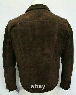 Winston Men Western Trucker Style Brown Real Soft Suede Leather Jacket