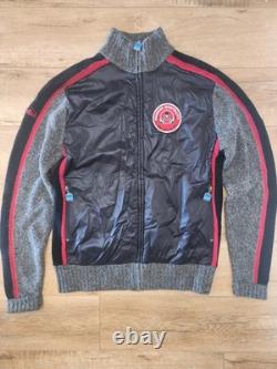 $228 RARE Veste de Golf Bunker Mentality en Laine d'Agneau pour Homme Taille L avec Logo en Couleurs