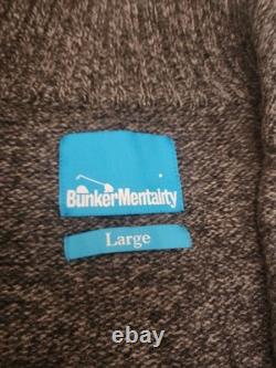 $228 RARE Veste de Golf Bunker Mentality en Laine d'Agneau pour Homme Taille L avec Logo en Couleurs