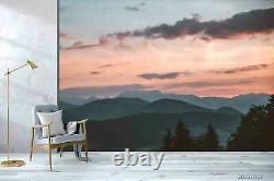 3d Mountain Range Coucher De Soleil Glow Autocollant Fond D'écran Amovible Mural 908