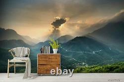 3d Mountain Range Sunlight Autocollant Fond D'écran Amovible Mur Mural 2343