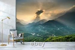 3d Mountain Range Sunlight Autocollant Fond D'écran Amovible Mur Mural 2343
