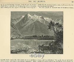 Ancienne Utah Wasatch Range Montagnes Hommes Row Boat Water Reflection Petite Impression