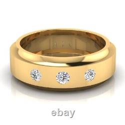 Bague de fiançailles pour homme en argent sterling 925 avec diamant simulé rond de 0,27 carat
