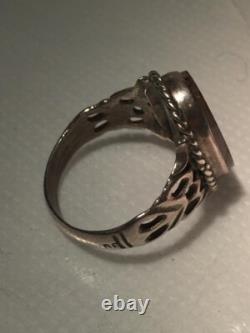 Bague en Argent Sterling avec Pierre d'Agate Dendritique Fait Main Antiqen pour Hommes et Femmes