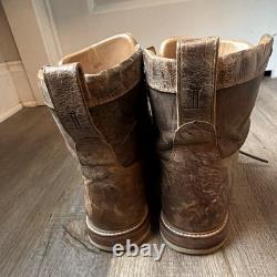 Bottes de travail décontractées Lucchese pour homme en cuir marron, bout mocassin, à lacets, taille 9,5M