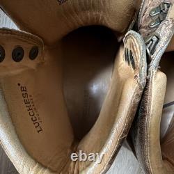 Bottes de travail décontractées Lucchese pour homme en cuir marron, bout mocassin, à lacets, taille 9,5M