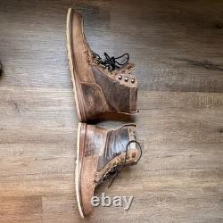 Bottes de travail décontractées Lucchese pour homme en cuir marron, bout mocassin, à lacets, taille 9,5M