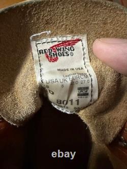 Bottes en cuir Red Wing 8011 pour hommes, taille US 9, Iron Range Manson, authentiques