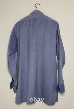 CHARVET Paris PLACE VENDOME Chemise sur mesure pour homme en pur coton bleue M en France 16