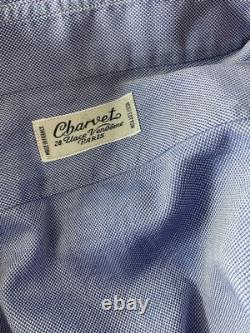 CHARVET Paris PLACE VENDOME Chemise sur mesure pour homme en pur coton bleue M en France 16