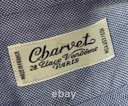 CHARVET Paris PLACE VENDOME Chemise sur mesure pour homme en pur coton bleue M en France 16