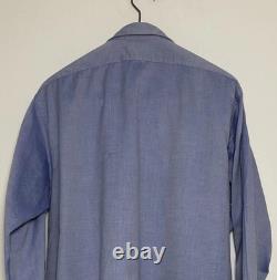 CHARVET Paris PLACE VENDOME Chemise sur mesure pour homme en pur coton bleue M en France 16