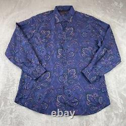 Chemise ETRO Milano pour homme 43 Paisley violet en soie 100% coupe slim à manches longues designeur