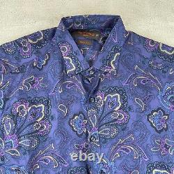 Chemise ETRO Milano pour homme 43 Paisley violet en soie 100% coupe slim à manches longues designeur