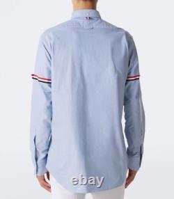 Chemise Oxford Thom Browne avec brassards pour homme, bleu, coton, 620 $, taille 2 ou M, neuve avec étiquettes