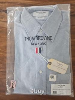 Chemise Oxford Thom Browne avec brassards pour homme, bleu, coton, 620 $, taille 2 ou M, neuve avec étiquettes