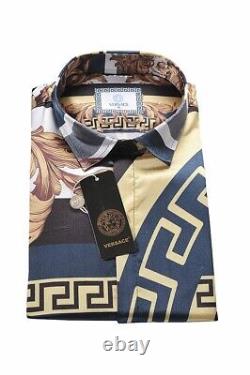 Chemise à manches longues multicolore pour hommes Versace 180, taille moyenne