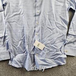 Chemise ajustée à carreaux en sergé Eton pour homme taille 42 (16.5) bleu clair avec fermeture boutonnée