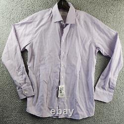 Chemise ajustée à carreaux micro Eton pour hommes 41/16 col ouvert manches longues violet clair