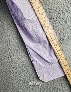 Chemise ajustée à carreaux micro Eton pour hommes 41/16 col ouvert manches longues violet clair