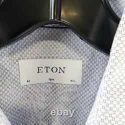 Chemise ajustée en brocart Eton pour homme, taille 42/16.5, bleu clair, à col et manches longues.