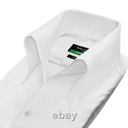 Chemise blanche à rayures pour homme, style Elvis, col ouvert à boutons, pour soirée et mariage