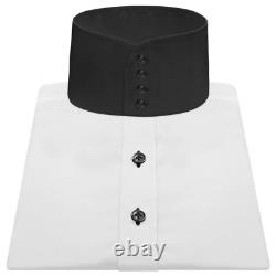 Chemise blanche de soirée pour homme avec col noir, col mandarin chinois montant haut
