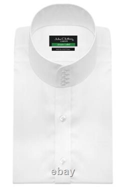 Chemise blanche formelle pour homme à col montant chinois mandarin type grand-père pour bureau