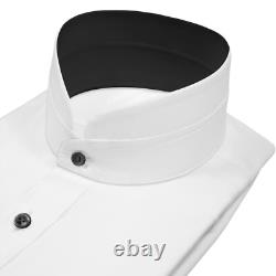 Chemise d'affaires blanche pour homme en mandarin chinois à col Nehru avec finition contrastée