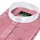 Chemise De Luxe Pour Homme En Satin De Soie Rose Poudr&eacute;, Col Mao, Patte De Boutonnage Dissimul&eacute;e, Style Habill&eacute; Mandarin