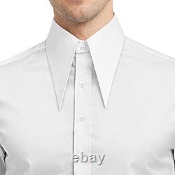 Chemise de mariage blanche pour homme, col à pointes longues et très longues extra-longues
	 <br/> 

