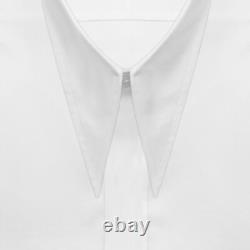 Chemise de mariage blanche pour homme vintage à col en pointe de lance et de dague, patte de boutonnage dissimulée Chemise de mariage blanche pour homme vintage à col en pointe de lance et de dague, patte de boutonnage dissimulée