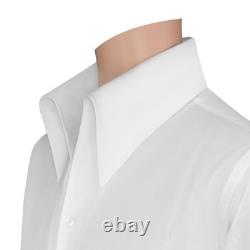 Chemise en coton blanc pour hommes, mariage, col boutonné ouvert haut, taille 16,5