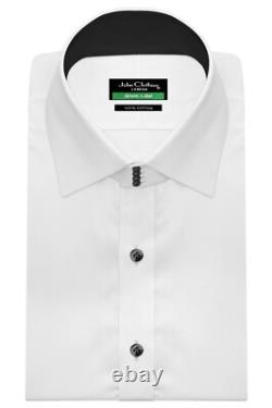 Chemise formelle blanche pour homme, col Kent/Windsor contrasté, col haut écarté, pour bureau, grande taille	
<br/>

	