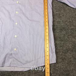 Chemise habillée Eton pour homme 15,5 39 bleue rayée contemporaine affaires sergé à boutons U